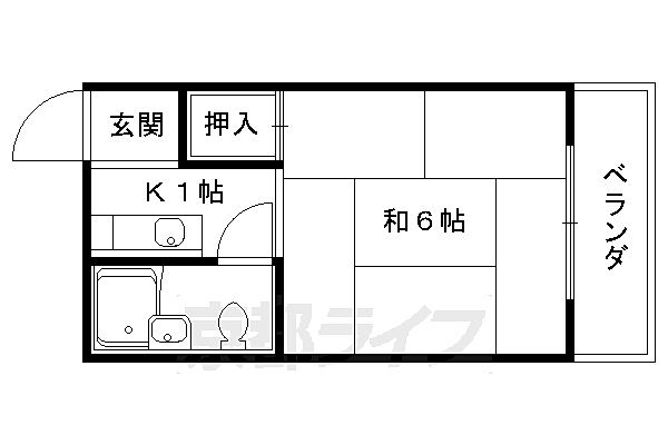 長谷川マンション 101｜京都府京都市山科区西野山中鳥井町(賃貸マンション1K・1階・18.44㎡)の写真 その2