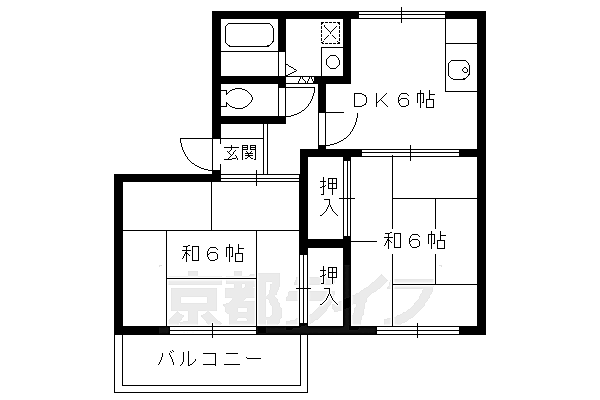 桃山フレグランス 202｜京都府京都市伏見区桃山羽柴長吉中町(賃貸アパート2DK・2階・43.00㎡)の写真 その2