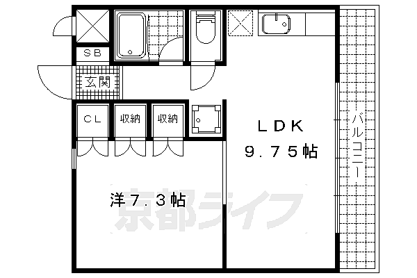 サンガーデン山科 502｜京都府京都市山科区大宅神納町(賃貸マンション1LDK・5階・40.31㎡)の写真 その2