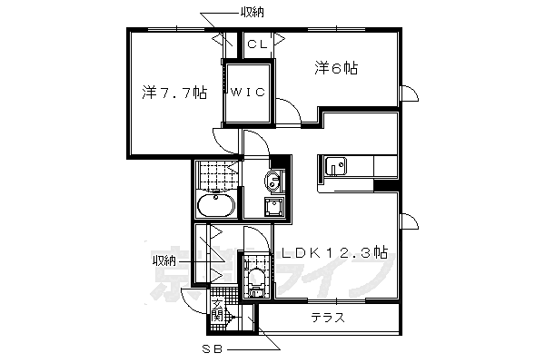 京都府木津川市木津南後背(賃貸アパート2LDK・1階・61.25㎡)の写真 その2