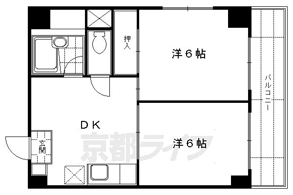 シャンポール観月橋 407｜京都府京都市伏見区桃山町泰長老(賃貸マンション2DK・4階・41.21㎡)の写真 その2