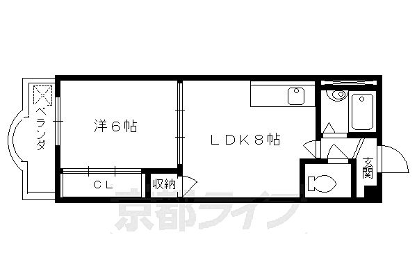 京都府京都市南区吉祥院前田町(賃貸マンション1LDK・3階・31.83㎡)の写真 その2