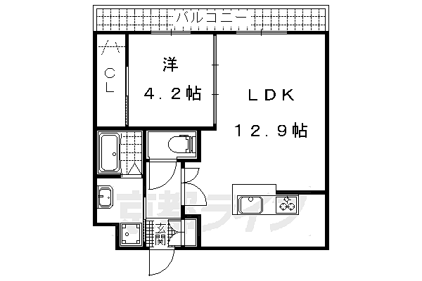 Ｆｉｒｓｔ　Ｓｔａｇｅ岬 202｜京都府京都市山科区西野小柳町(賃貸アパート1LDK・2階・41.01㎡)の写真 その2