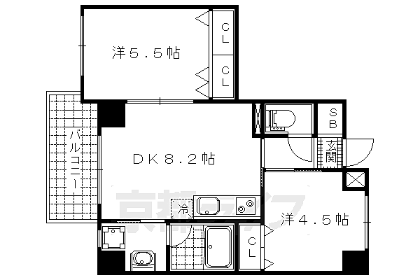 ＬＡＴＴＩＣＥ　ＨＩＧＡＳＨＩＮＯ　ａｎｎｅｘ 602｜京都府京都市山科区東野中井ノ上町(賃貸マンション2DK・6階・43.56㎡)の写真 その2