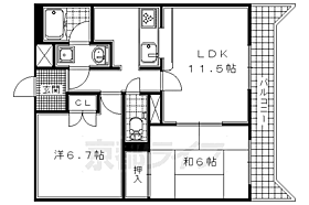 京都府城陽市寺田水度坂（賃貸マンション2LDK・4階・59.00㎡） その2