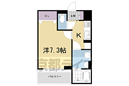 近鉄京都線 寺田駅 徒歩7分の賃貸アパート 2階1Kの間取り