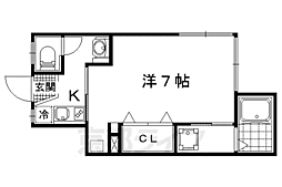 エモン山科 1階1Kの間取り