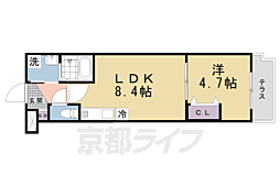JR奈良線 城陽駅 徒歩3分の賃貸マンション 1階1LDKの間取り