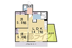 インサイトルポ山科新十条 1階2LDKの間取り