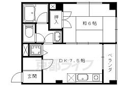 プルミエール勧修寺 1階1DKの間取り