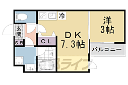 VINA山科WEST 1DKの間取図画像