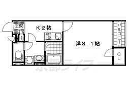 クレイノミューズII 2階1Kの間取り
