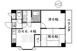 ポルテ・やました 6階2DKの間取り