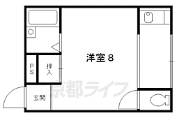 日向ハイツ 2階1Kの間取り
