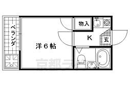淀ハイム 2階1Kの間取り