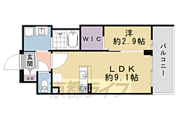 京都市営烏丸線 十条駅 徒歩3分の賃貸マンション 5階1LDKの間取り