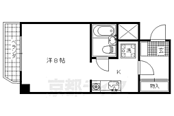 ハイクオリティクイナブリッジ 2階1Kの間取り