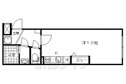 プルーリオン山科駅前 1階ワンルームの間取り