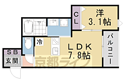 ＦＯＲＴ　ＳＡＫＵＲＡ　椥辻 1階1LDKの間取り