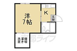 シャンブル深草 1階1Kの間取り