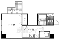 ヤマシナアーバンコテージ 2階1Kの間取り