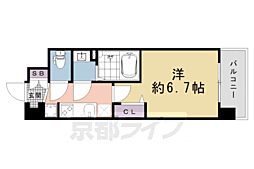 京都市営烏丸線 十条駅 徒歩3分の賃貸マンション 7階1Kの間取り