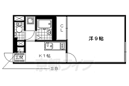 近鉄京都線 富野荘駅 徒歩4分の賃貸アパート 1階1Kの間取り