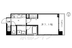 京都市営烏丸線 十条駅 徒歩5分の賃貸マンション 6階1Kの間取り