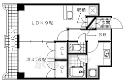 近鉄京都線 小倉駅 徒歩2分の賃貸マンション 6階1LDKの間取り