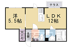 JR東海道・山陽本線 向日町駅 徒歩20分の賃貸アパート 1階1LDKの間取り
