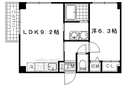 エスタシオンデ山科三品 2階1LDKの間取り