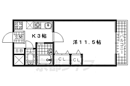 近鉄京都線 小倉駅 徒歩2分の賃貸マンション 4階1Kの間取り