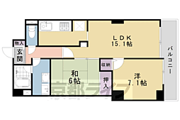 JR東海道・山陽本線 西大路駅 徒歩4分の賃貸マンション 3階2LDKの間取り