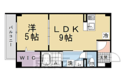 近鉄京都線 久津川駅 徒歩6分の賃貸マンション 1階1LDKの間取り