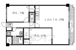 JR奈良線 長池駅 徒歩2分の賃貸マンション 4階3LDKの間取り
