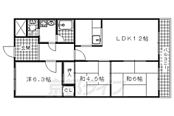JR奈良線 六地蔵駅 徒歩3分の賃貸マンション 3階3LDKの間取り