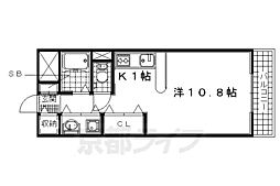 近鉄京都線 伊勢田駅 徒歩2分の賃貸マンション 1階ワンルームの間取り