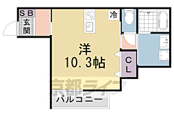 （仮称）ＬＥＩ椥辻勧修 208 2階ワンルームの間取り