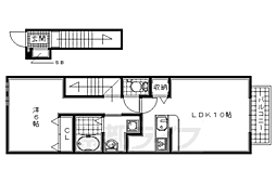 京阪宇治線 三室戸駅 徒歩7分の賃貸アパート 2階1LDKの間取り