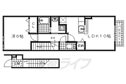 近鉄京都線 富野荘駅 徒歩11分の賃貸アパート 2階1LDKの間取り
