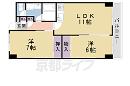 JR東海道・山陽本線 西大路駅 徒歩5分の賃貸マンション 5階2LDKの間取り
