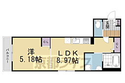 近鉄京都線 伊勢田駅 徒歩7分の賃貸アパート 3階1LDKの間取り