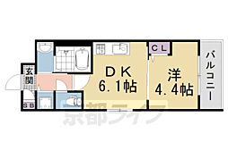ベラジオワールドアイ京都円町 1DKの間取図画像