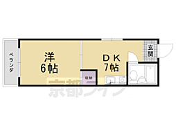 ラ・ファルド嵯峨 1DKの間取図画像