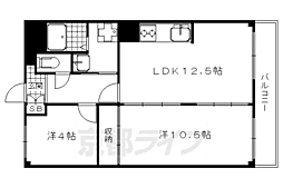 五条ローズハイツA棟 2LDKの間取図画像