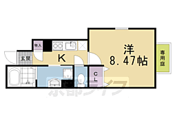 アムールグランデ嵐山 1Kの間取図画像