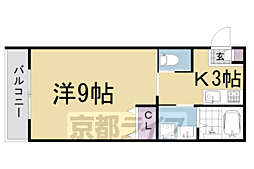 Portofino椥辻 1Kの間取図画像