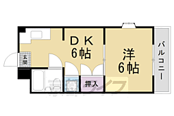 リバーサイド西賀茂 1DKの間取図画像