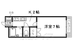 コンフォート長尾 1Kの間取図画像