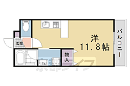 京都市北区衣笠西開キ町アパート ワンルームの間取図画像
